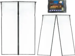 Magnetiskt myggnät för dörr 110x220 cm svart polyester med stift