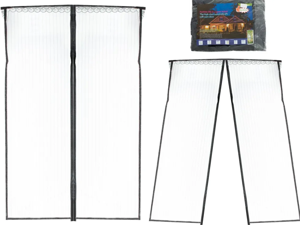 Magnetiskt myggnät för dörr 110x220 cm svart polyester med stift