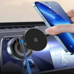 360° Magsafe Bilhållare med Trådlös Laddning och Superstark Vakuum Sugpropp