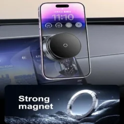 360° Magsafe Bilhållare med Trådlös Laddning och Superstark Vakuum Sugpropp