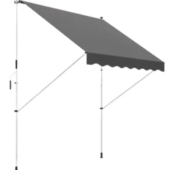 Markis med klämfäste, 150 cm bred, med vev, höjdjusterbar, smuts- och väderbeständig, grå