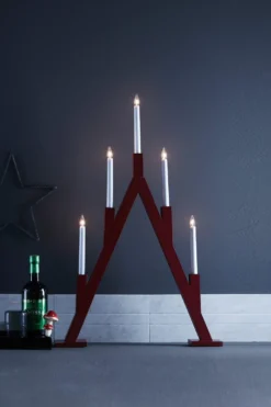Markslöjd Bjurfors adventsljusstake röd och vit, 77 cm