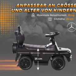 Mercedes-Benz G350 åkbil med körhandtag, 3-i-1 åkbil med ratt, för barn 18-36 månader, svart