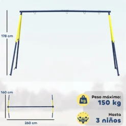 Metallgungställning för barn för 2 gungor, 150 kg lastkapacitet, för Nest-gungsits, Blå