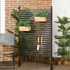 Metallskärm för trädgårdsbruk med fötter eller pålar för markmontering, modulär, 93L x 22B x 150H cm