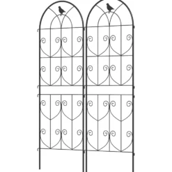 Metallspaljéer, rostfria, med fågelmotiv för klätterväxter, 50x150 cm, svarta
