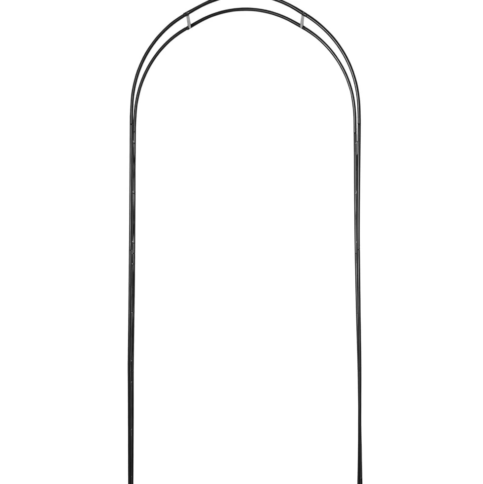 Metallträdgårdsbåge för rosor och klätterväxter, stödbåge för växter och dekorationer, 114x30x230 cm, svart