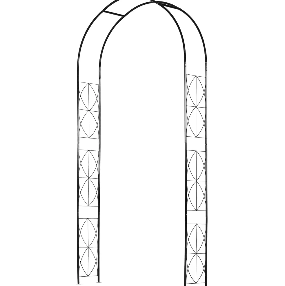 Metallträdgårdsbåge för rosor och klätterväxter, stödbåge för växter och dekorationer, 114x30x230 cm, svart