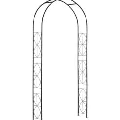 Metallträdgårdsbåge för rosor och klätterväxter, stödbåge för växter och dekorationer, 114x30x230 cm, svart