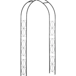 Metallträdgårdsbåge för rosor och klätterväxter, stödbåge för växter och dekorationer, 114x30x230 cm, svart