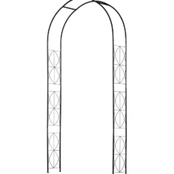 Metallträdgårdsbåge för rosor och klätterväxter, stödbåge för växter och dekorationer, 114x30x230 cm, svart