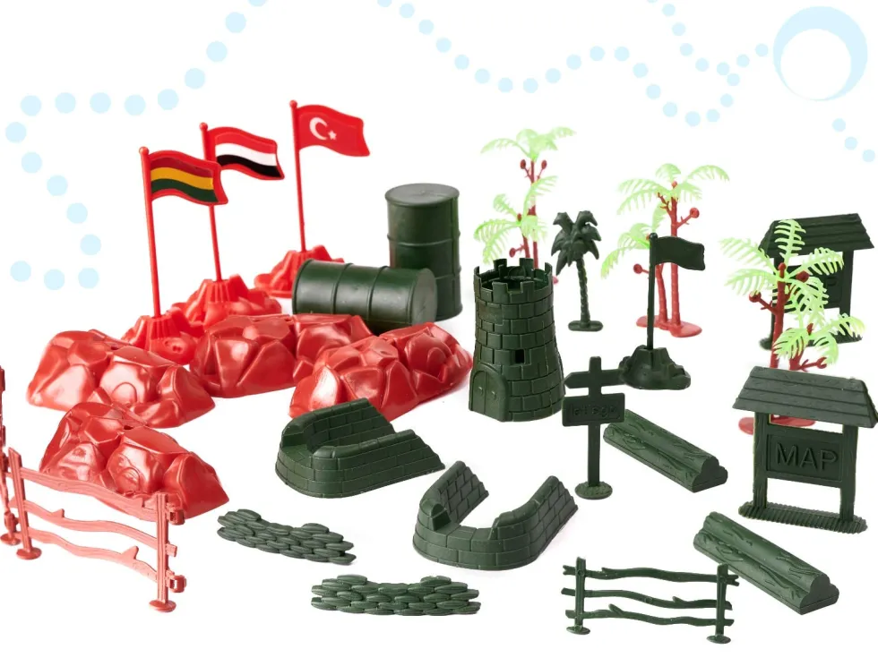 Militärleksak set 307 delar med 240 soldater, 6 tankar och flygplan