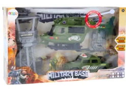 Militär leksaksset med helikopter ljus/ljud, fordon, kontrolltorn 3+