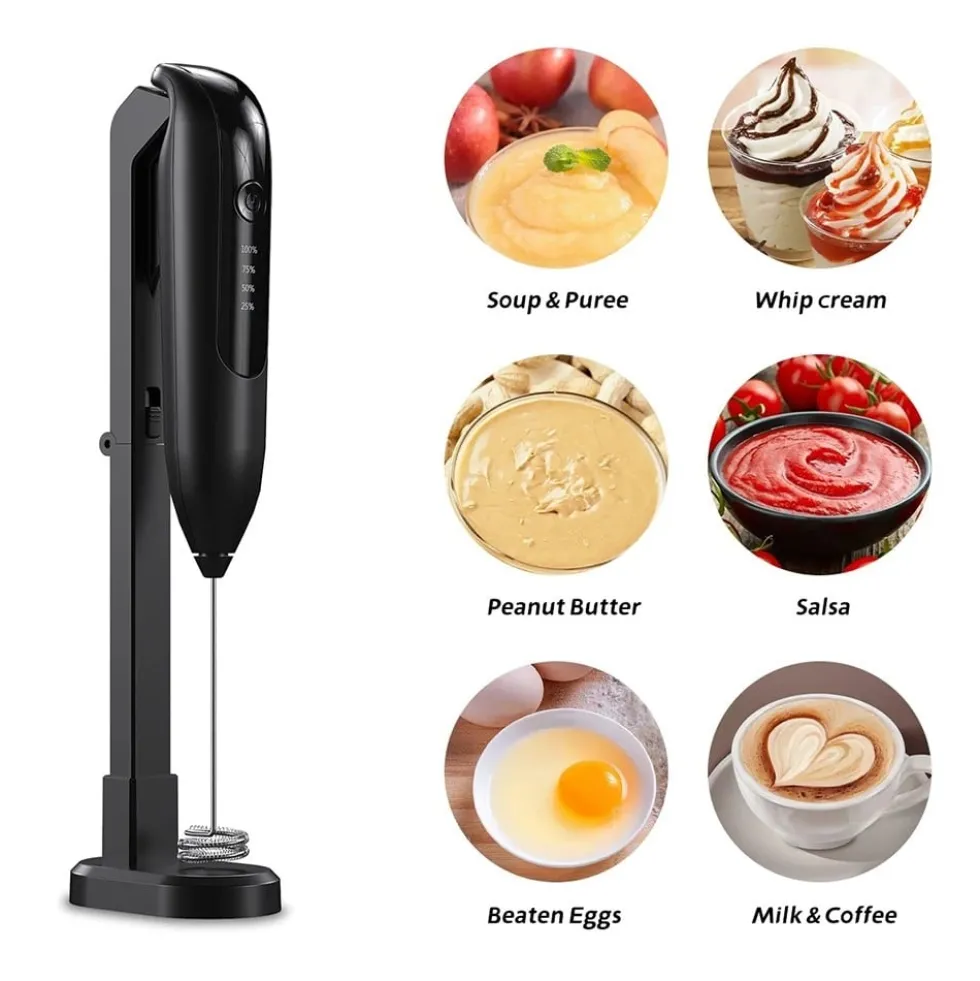 Mini Blender Mjölkskummare Handhållen Skummare Elektrisk Dryckesblandare - Svart