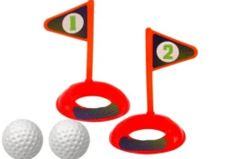 Mini golfset för barn 3+ med vagn på hjul, 3 klubbor, 5 bollar