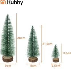 Mini julgranar snöklädda med träbas 3-pack 11,5–28 cm