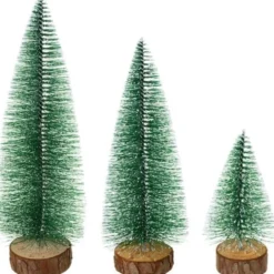 Mini julgranar snöklädda med träbas 3-pack 11,5–28 cm