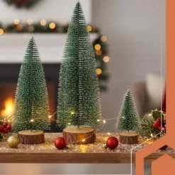 Mini julgranar snöklädda med träbas 3-pack 11,5–28 cm