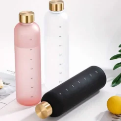 Minimalistisk Motivational Vattenflaska med Tidsmarkör 1000ml Vit