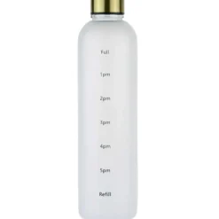 Minimalistisk Motivational Vattenflaska med Tidsmarkör 1000ml Vit