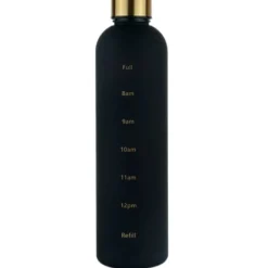Minimalistisk Motivational Vattenflaska med Tidsmarkör 1000ml Svart