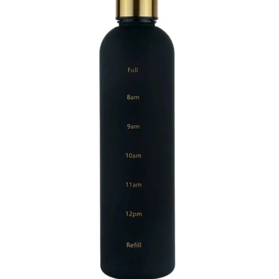 Minimalistisk Motivational Vattenflaska med Tidsmarkör 1000ml Svart
