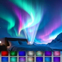 Mini Roterande RGB Norrsken Aurora LED Projektor Nattlampa