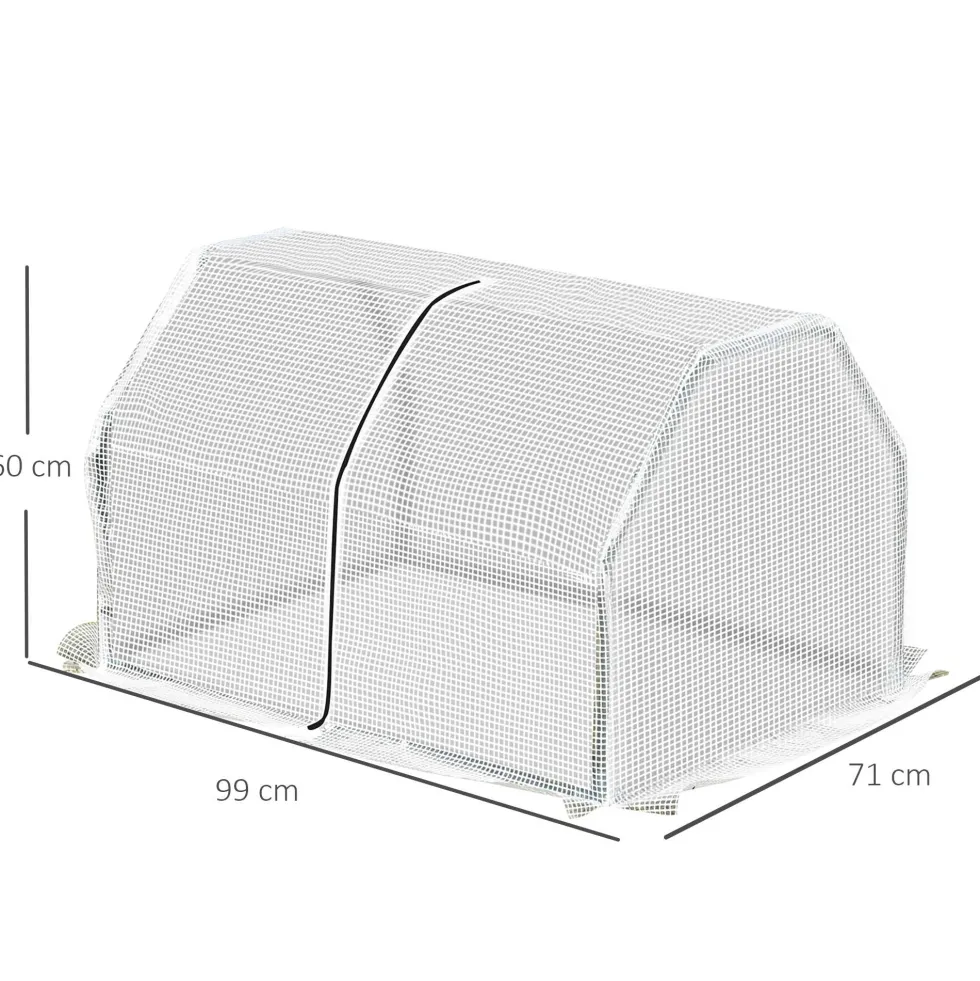 Miniväxthus polytunnel 99x71x60 cm, väderbeständig, portabel, grön