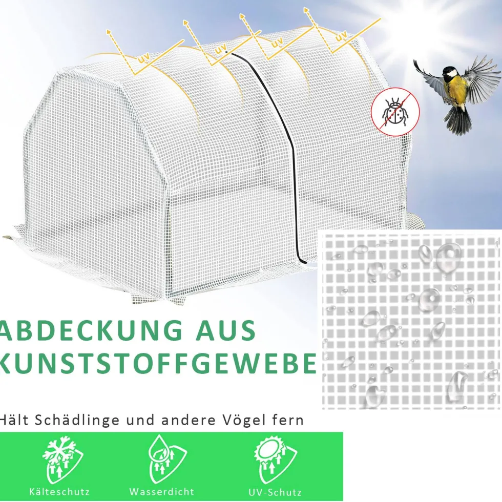 Miniväxthus polytunnel 99x71x60 cm, väderbeständig, portabel, grön