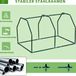 Miniväxthus polytunnel 99x71x60 cm, väderbeständig, portabel, grön