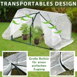 Miniväxthus polytunnel 99x71x60 cm, väderbeständig, portabel, grön