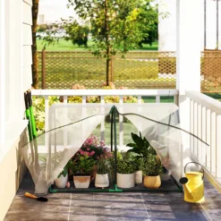 Miniväxthus polytunnel 99x71x60 cm, väderbeständig, portabel, grön