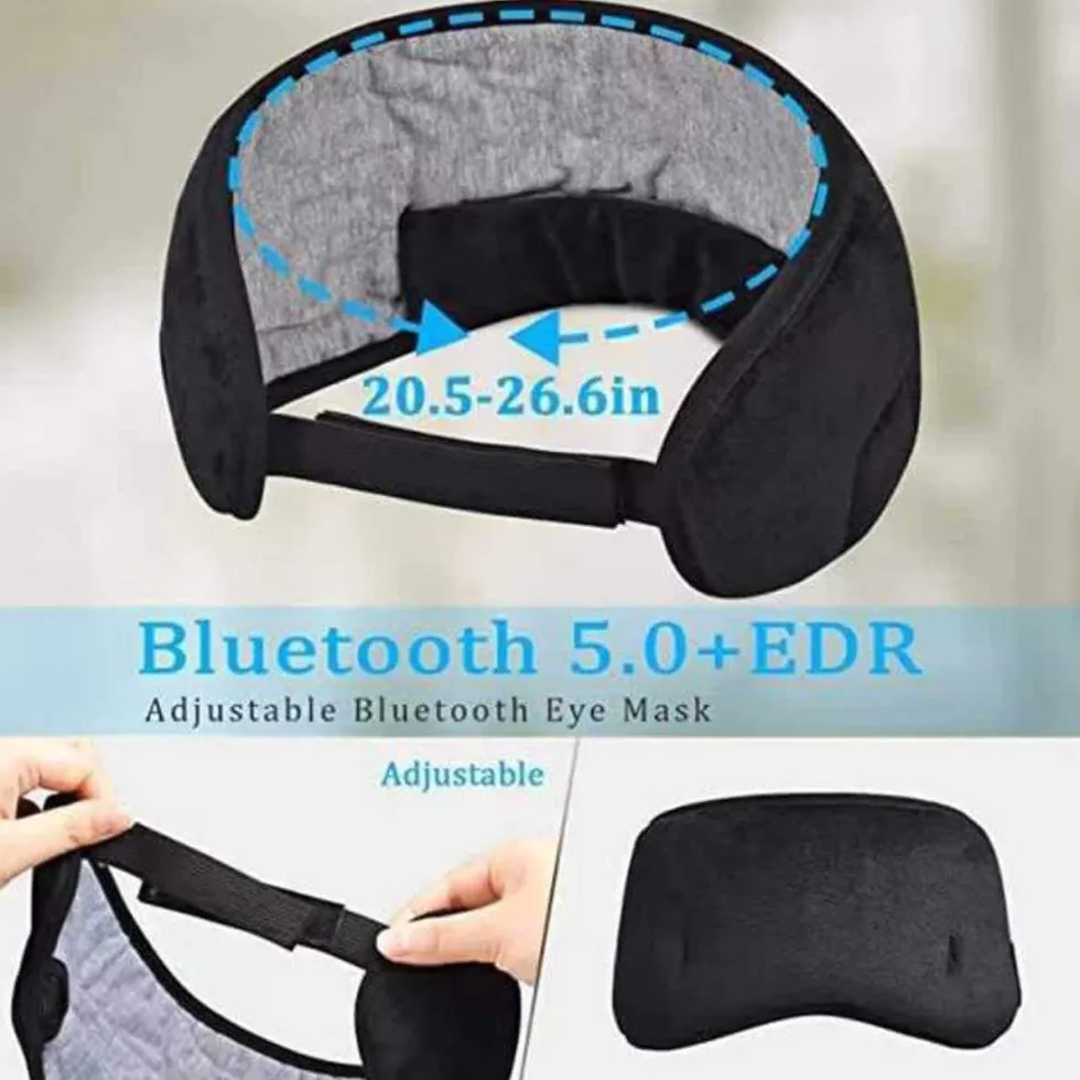 Mjuka Sovhörlurar - Sovmask med Bluetooth Hörlurar Grå