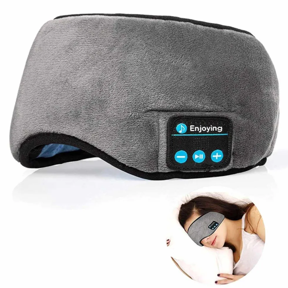 Mjuka Sovhörlurar - Sovmask med Bluetooth Hörlurar Grå