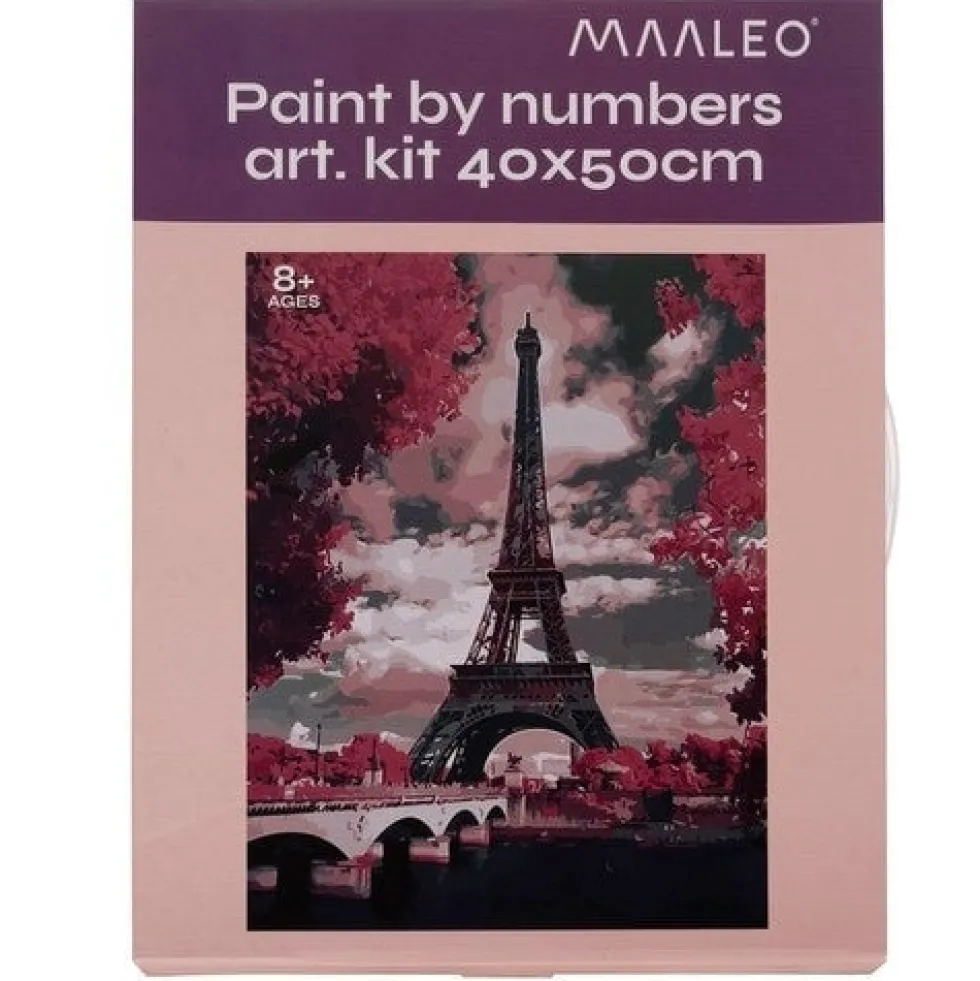 Måla efter nummer-set 40x50 cm canvas på ram med akrylfärg & 3 penslar