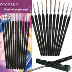 Målarpenselset 11 st nylon, storlek 00000-7, för akryl/akvarell