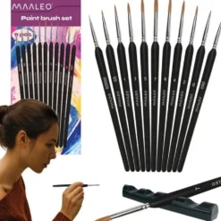 Målarpenselset 11 st nylon, storlek 00000-7, för akryl/akvarell
