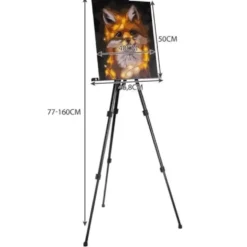 Målarstativ A-form justerbart 77-160 cm svart med fodral