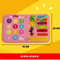 Montessori känselbok i filt med aktiviteter, unicornmotiv, 3+ år