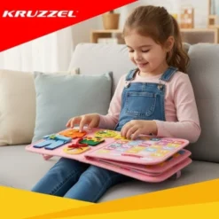 Montessori känselbok i filt med aktiviteter, unicornmotiv, 3+ år