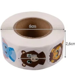 Motiverande klistermärken barn på rulle 500 st djur 2,5 cm