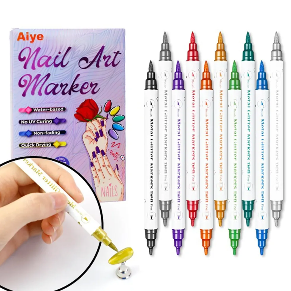 Nail Art Markers med fin och bred spets 10-pack