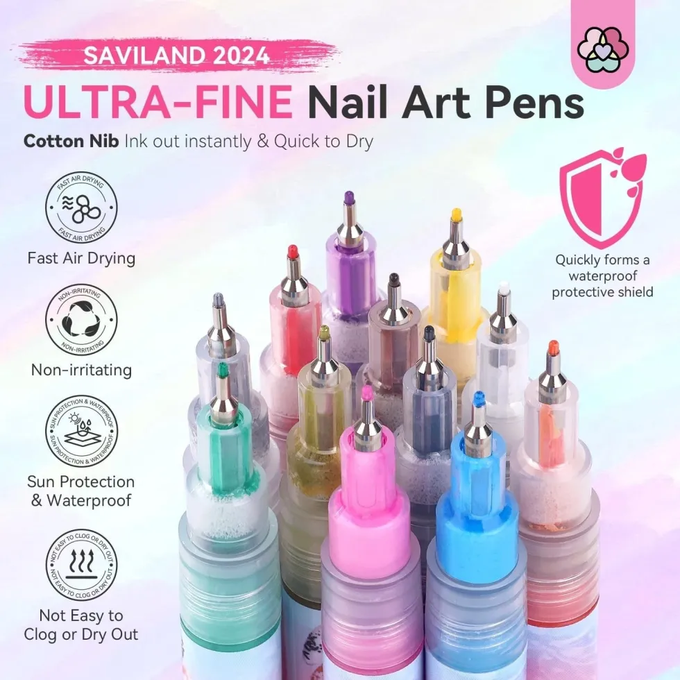 Nail Art Markers med fin spets 12-pack