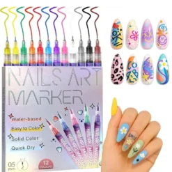 Nail Art Markers med fin spets 12-pack