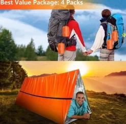 Nödkit Survival Bundle – Vevradio med solceller + 4-pack Emergency Bivvy sovsäckar - Krisradio Powerbank Outdoor Survival