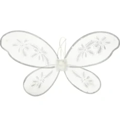 Ängelkostym barn set klänning vingar halo vit/silver stl M 110-120