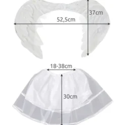 Ängelkostym barn vit med vingar 52x37 cm och kjol