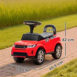 Officiellt licensierad Land Rover åkbil för barn 18-36 månader med förvaring, tuta och motorljud - Röd