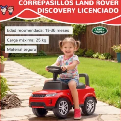 Officiellt licensierad Land Rover åkbil för barn 18-36 månader med förvaring, tuta och motorljud - Röd