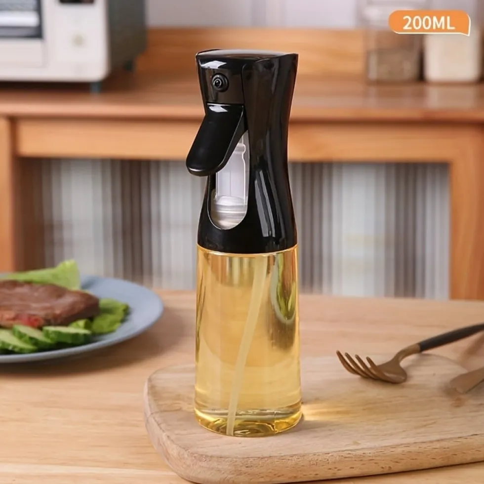 Oljeflaska med Sprayfunktion i Glas 200ml Svart
